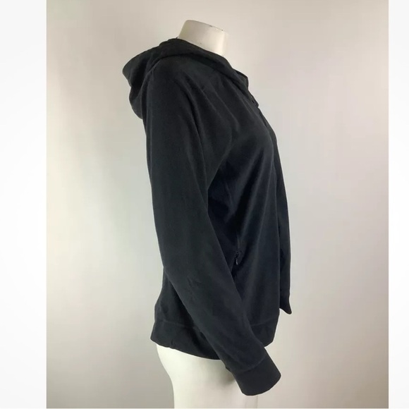 REI Womens Sz L 100% Recycled Polyester Fleece Full Zip Hoodie Black Outdoor - Picture 4 of 6